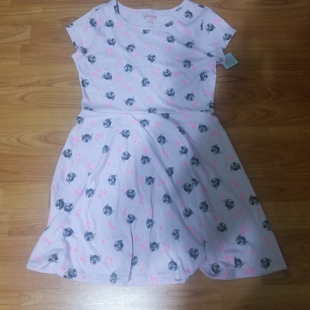 Girls cat dress size 10 new